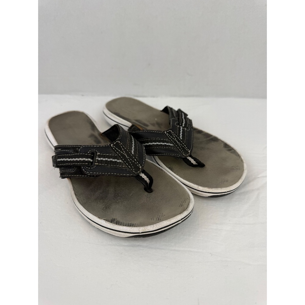 Clarks Breeze Sea Black Grey Flip‎ Flop Sandals Women 7